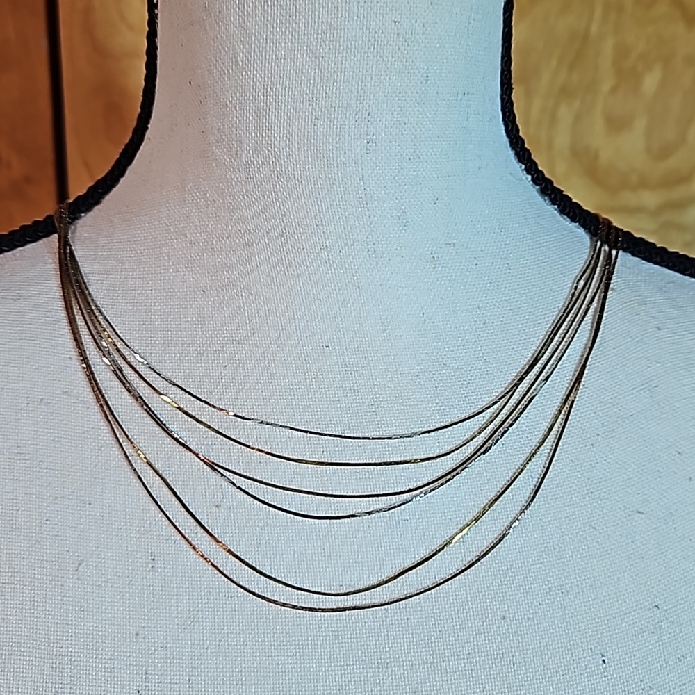 Vintage tri-colored 6 strand necklace, 19" approx